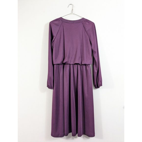 Vintage John Wynkoop for Penny Young plum dress polyester size m 1970s VTG - Picture 8 of 11